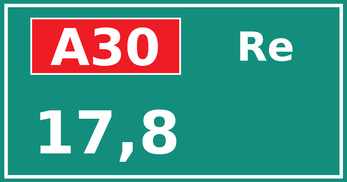 Hectometerbord A30 17,8 zijde Re
