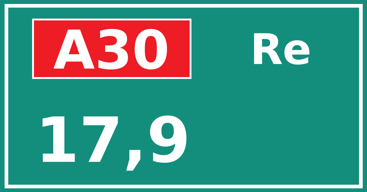 Hectometerbord A30 17,9 zijde Re