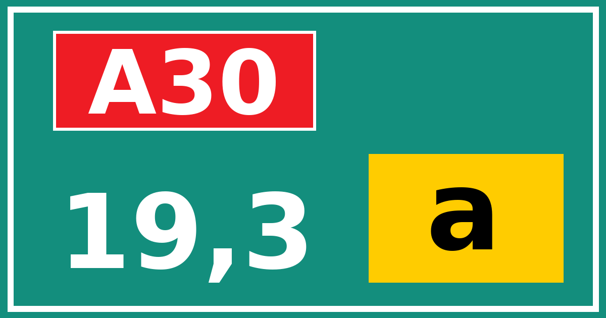 Hectometerbord A30 19,3 letter a