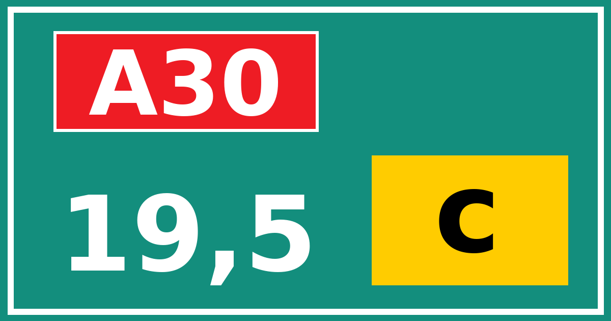 Hectometerbord A30 19,5 letter c
