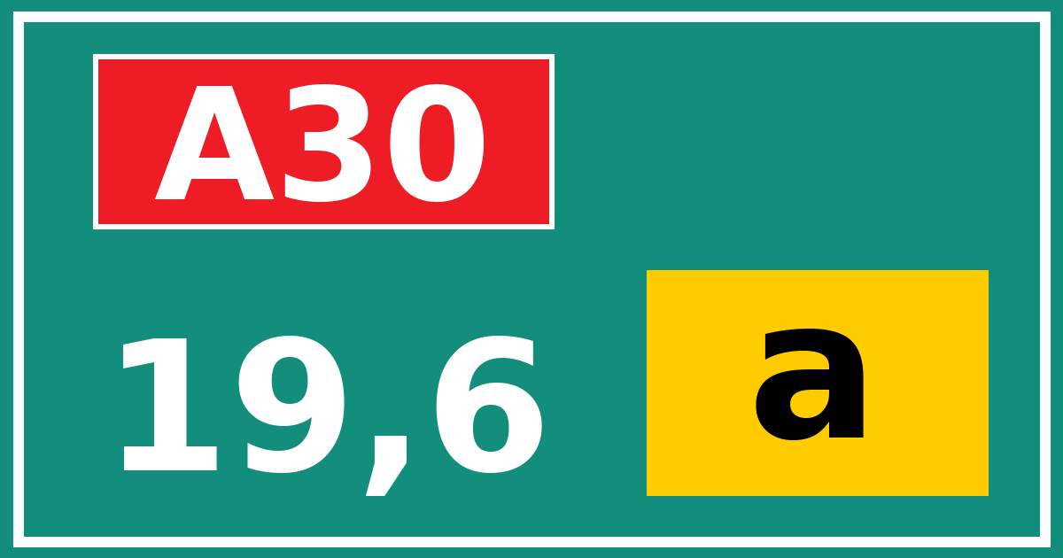 Hectometerbord A30 19,6 letter a