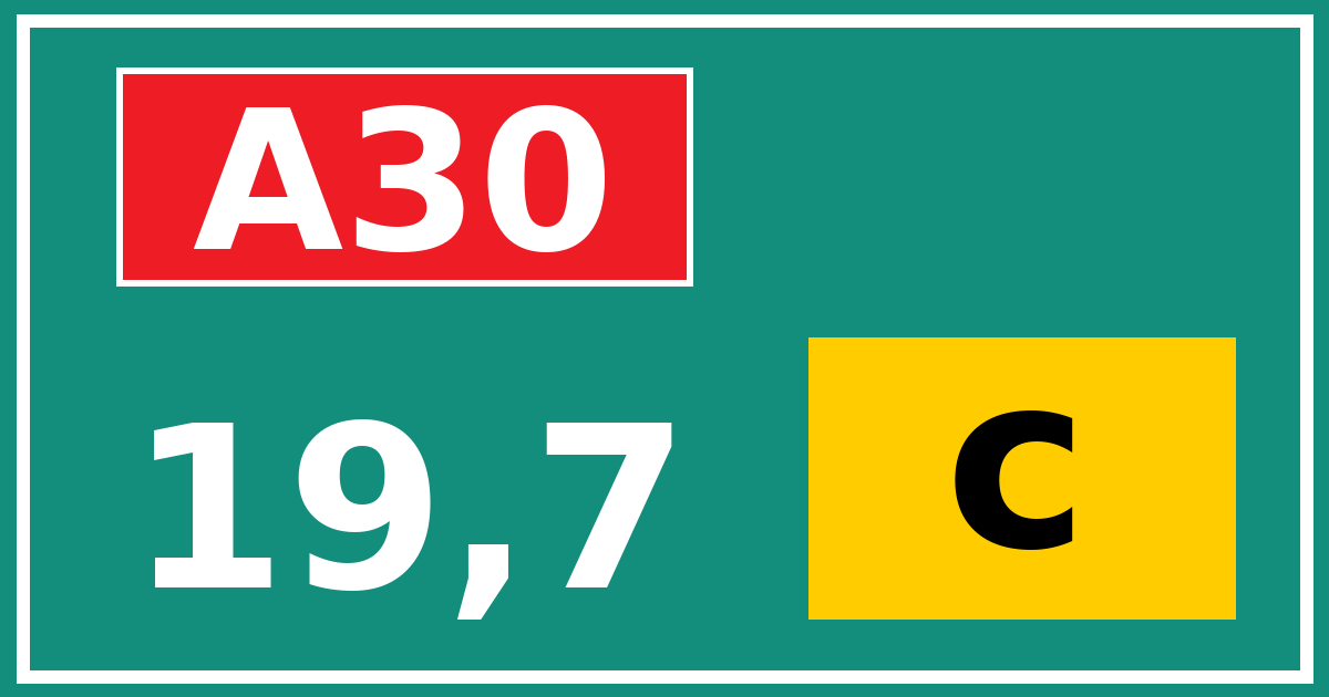 Hectometerbord A30 19,7 letter c