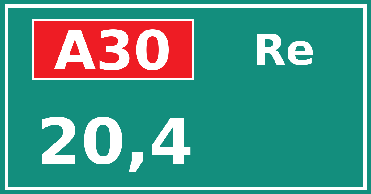Hectometerbord A30 20,4 zijde Re