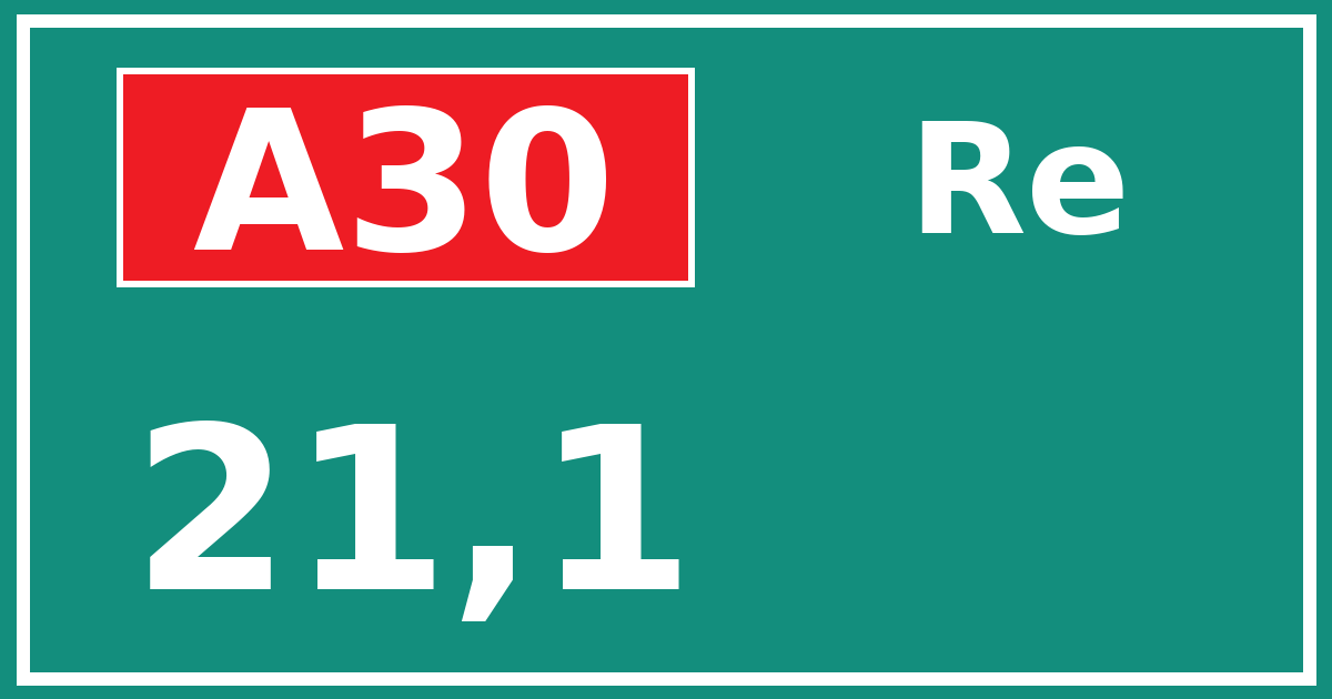 Hectometerbord A30 21,1 zijde Re