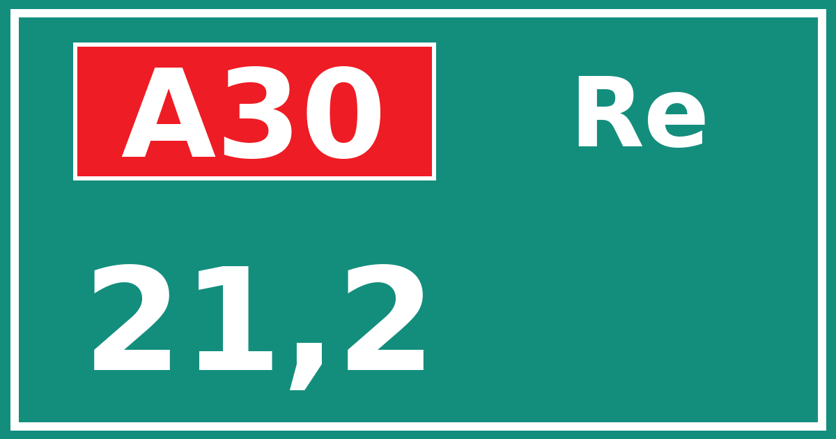 Hectometerbord A30 21,2 zijde Re