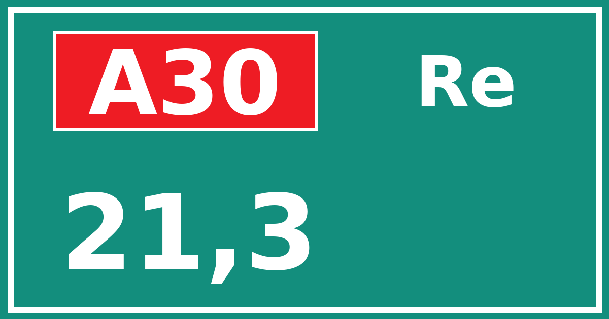Hectometerbord A30 21,3 zijde Re