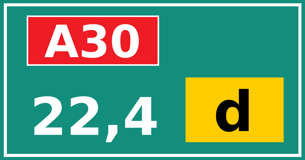 Hectometerbord A30 22,4 letter d