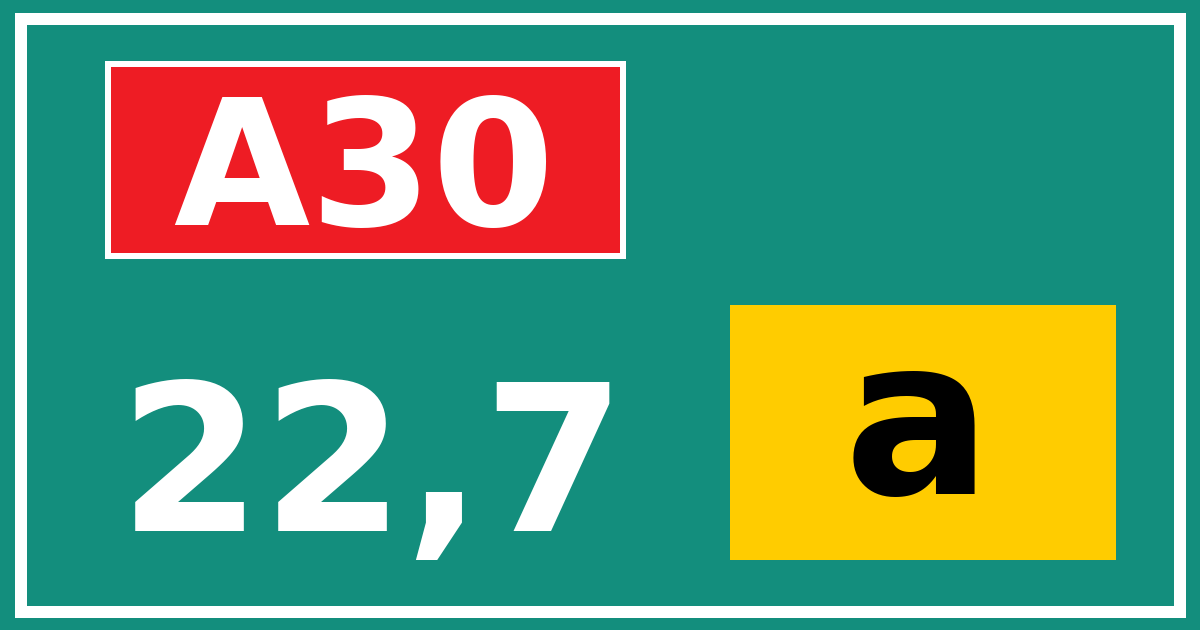 Hectometerbord A30 22,7 letter a