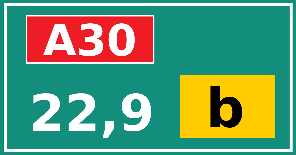 Hectometerbord A30 22,9 letter b