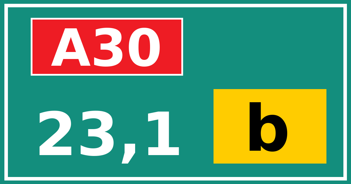 Hectometerbord A30 23,1 letter b