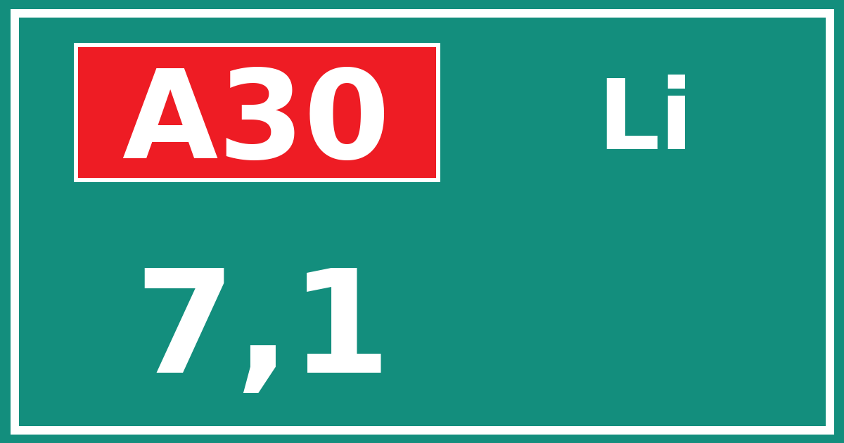 Hectometerbord A30 7,1 zijde Li