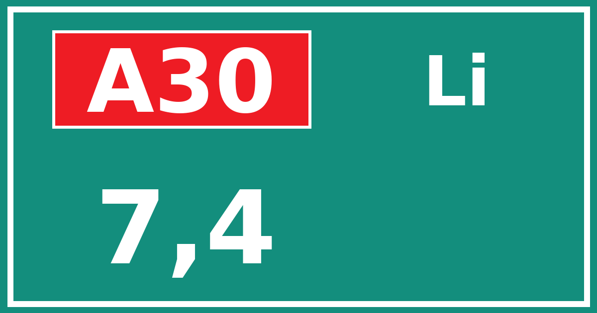 Hectometerbord A30 7,4 zijde Li