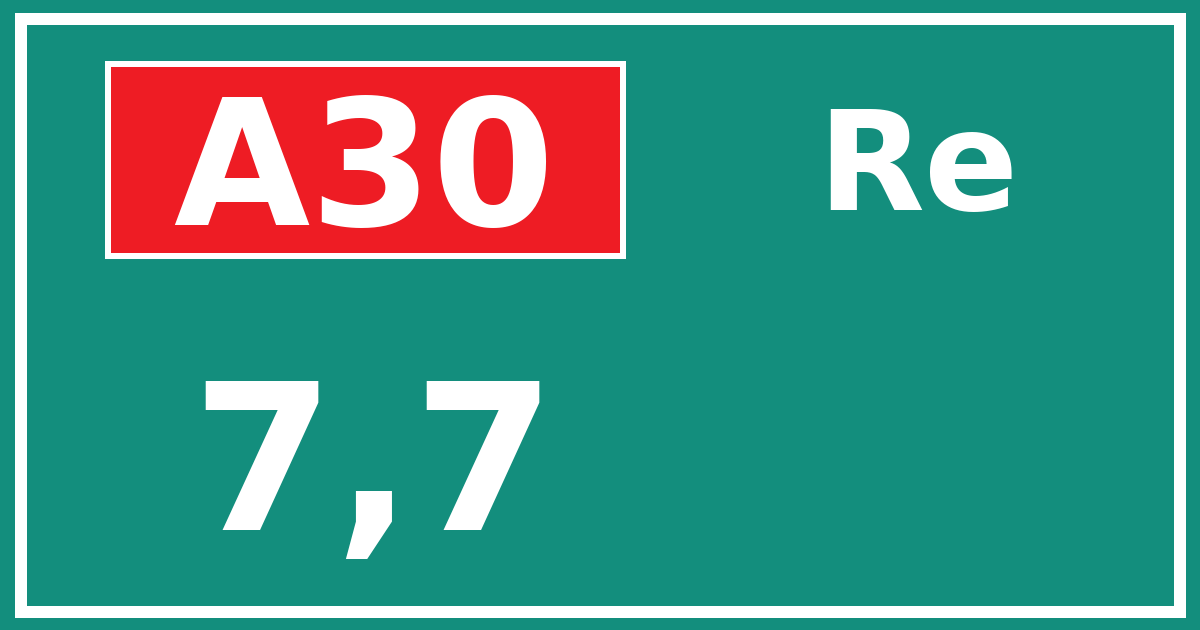 Hectometerbord A30 7,7 zijde Re