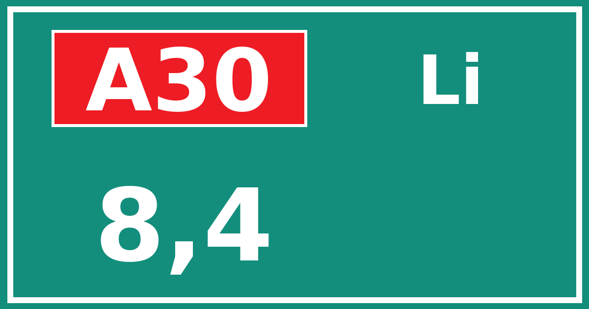 Hectometerbord A30 8,4 zijde Li