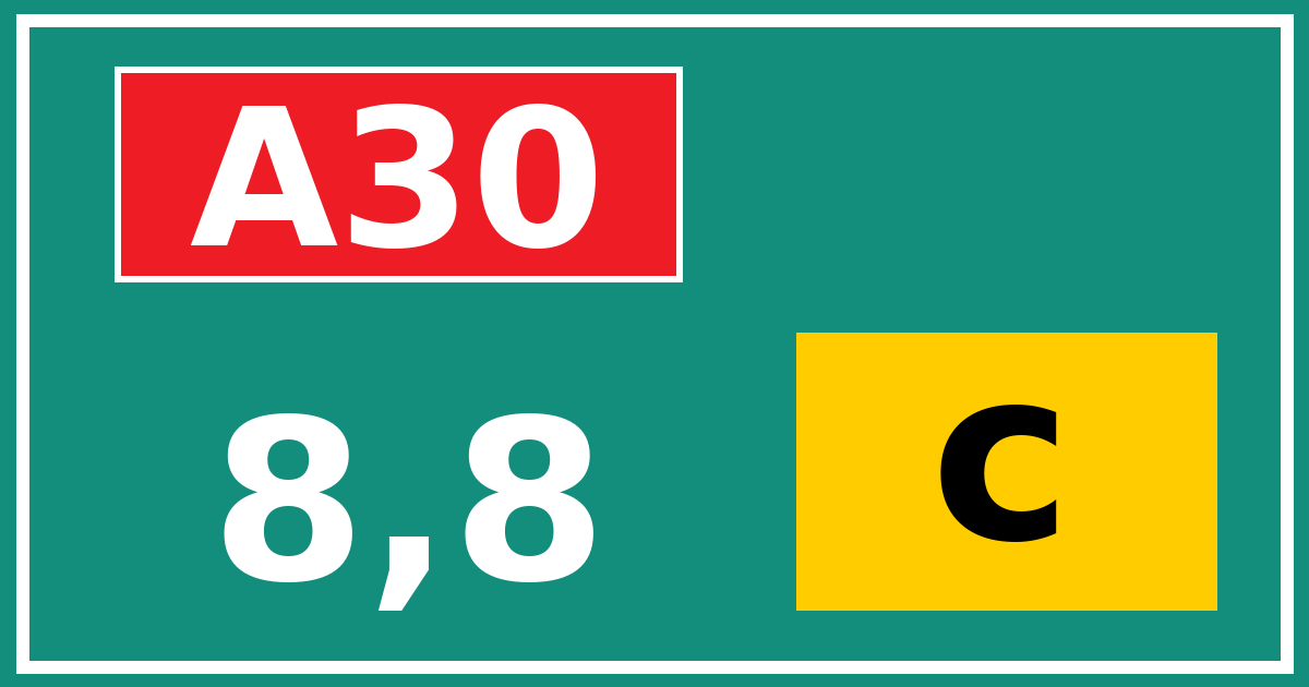 Hectometerbord A30 8,8 letter c