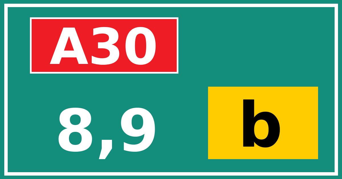Hectometerbord A30 8,9 letter b