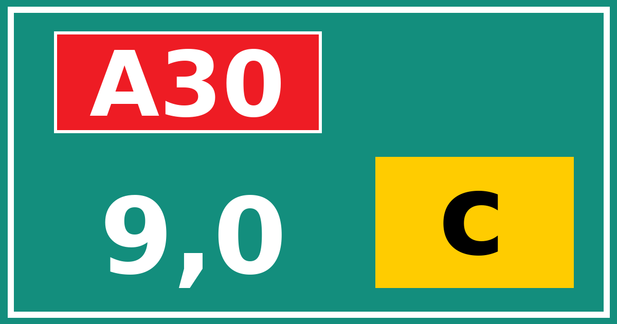 Hectometerbord A30 9,0 letter c