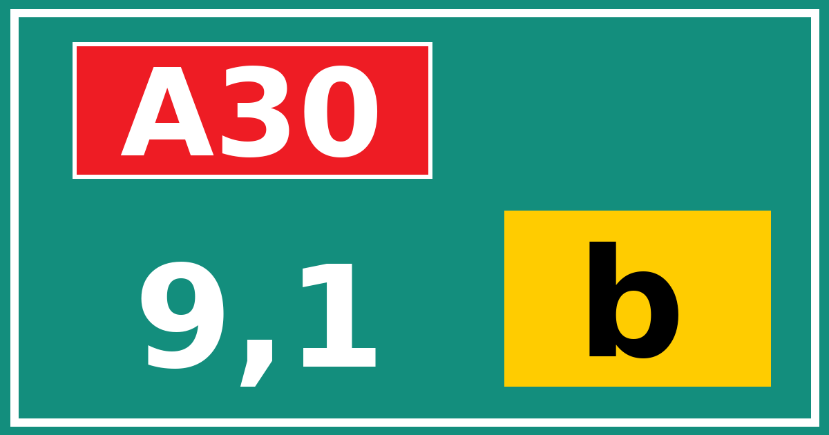 Hectometerbord A30 9,1 letter b