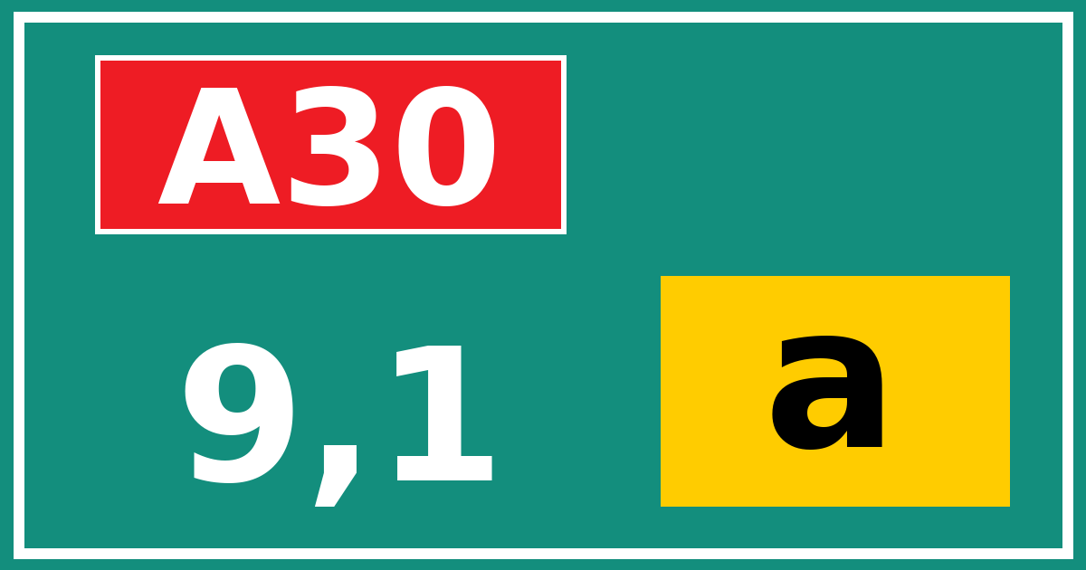Hectometerbord A30 9,1 letter a