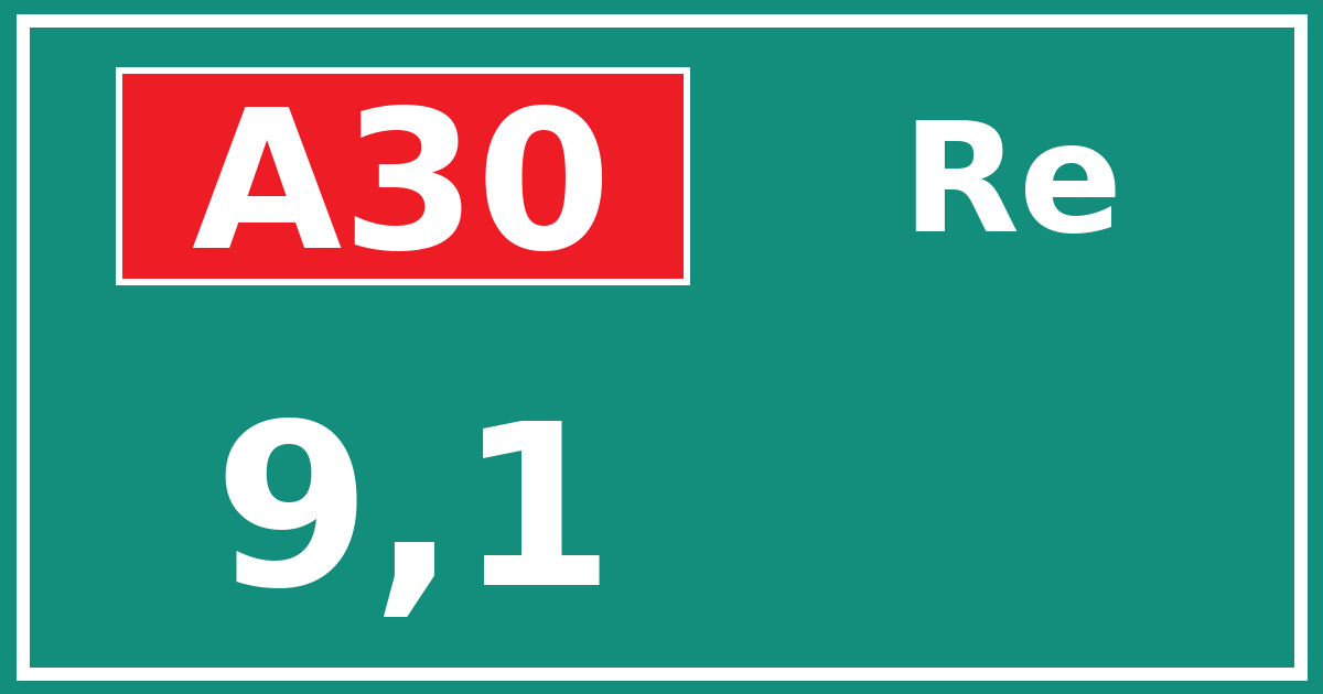 Hectometerbord A30 9,1 zijde Re