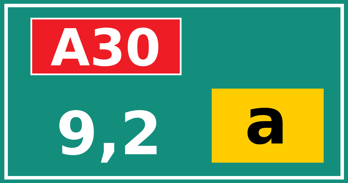 Hectometerbord A30 9,2 letter a
