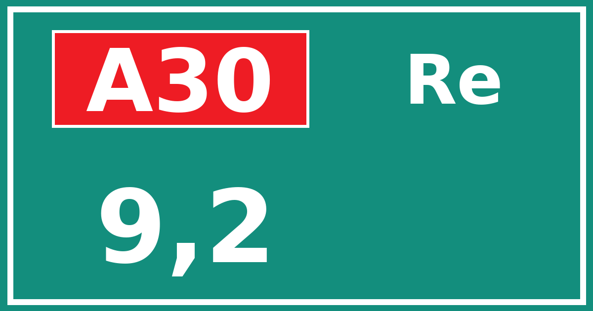 Hectometerbord A30 9,2 zijde Re
