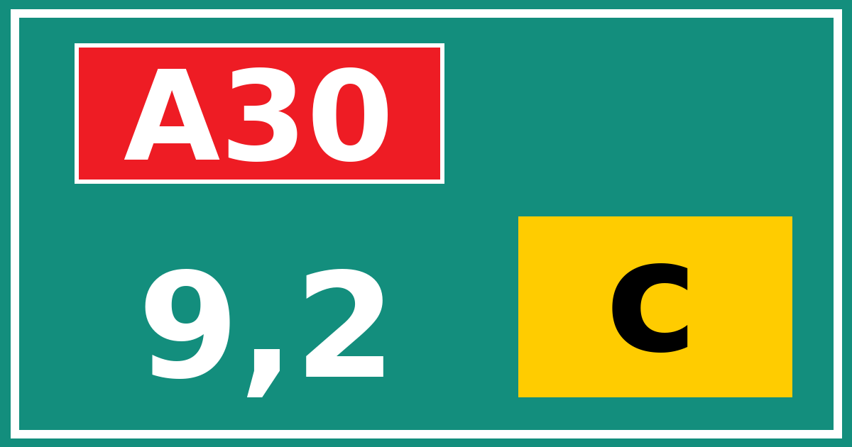 Hectometerbord A30 9,2 letter c