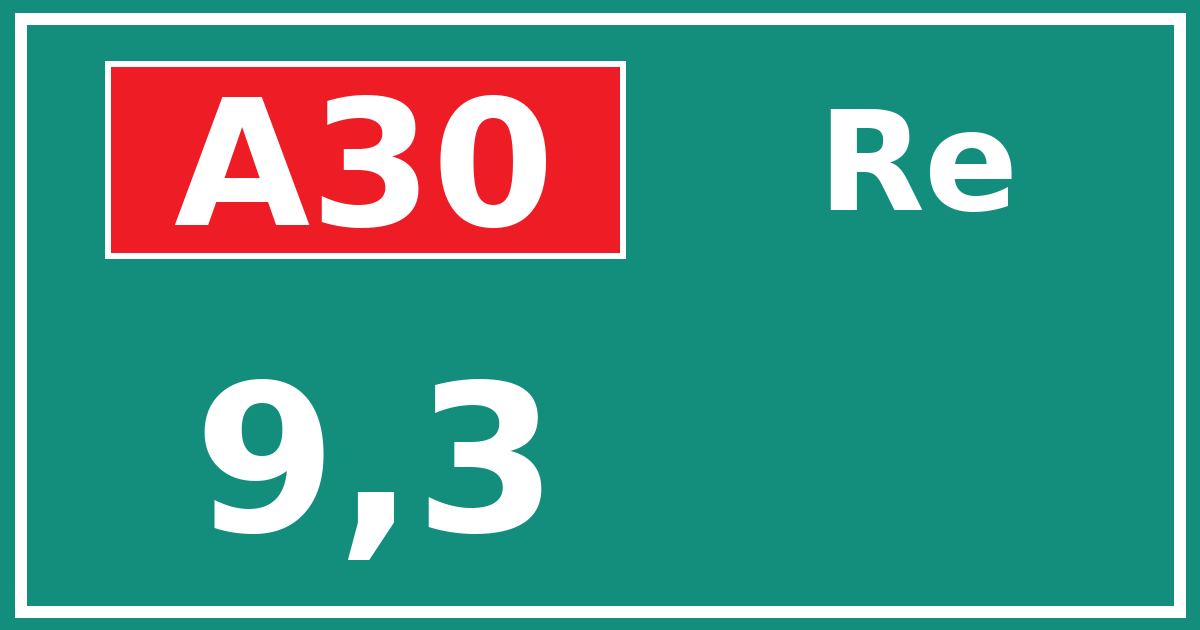 Hectometerbord A30 9,3 zijde Re