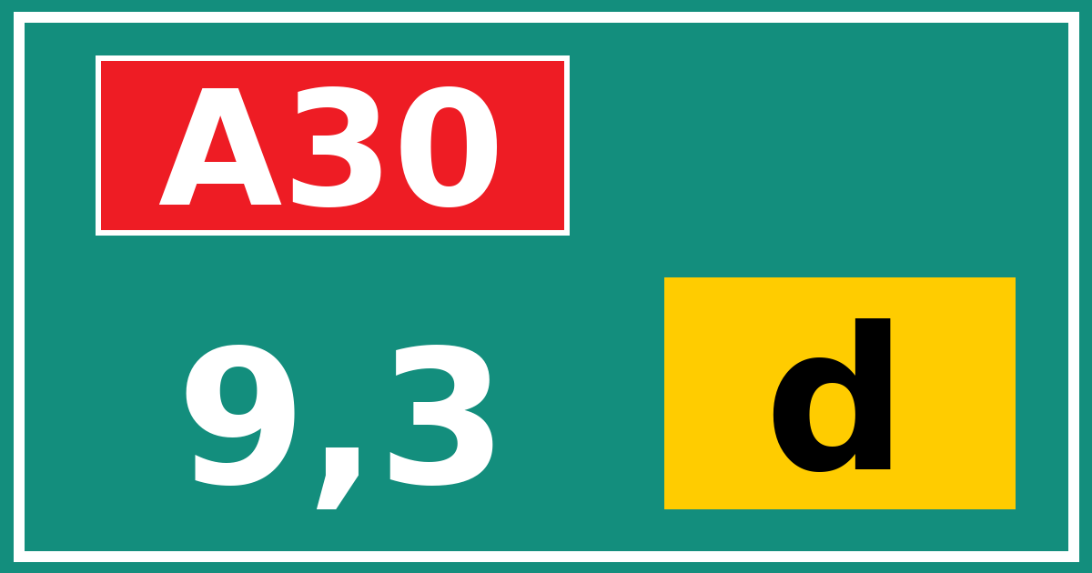 Hectometerbord A30 9,3 letter d