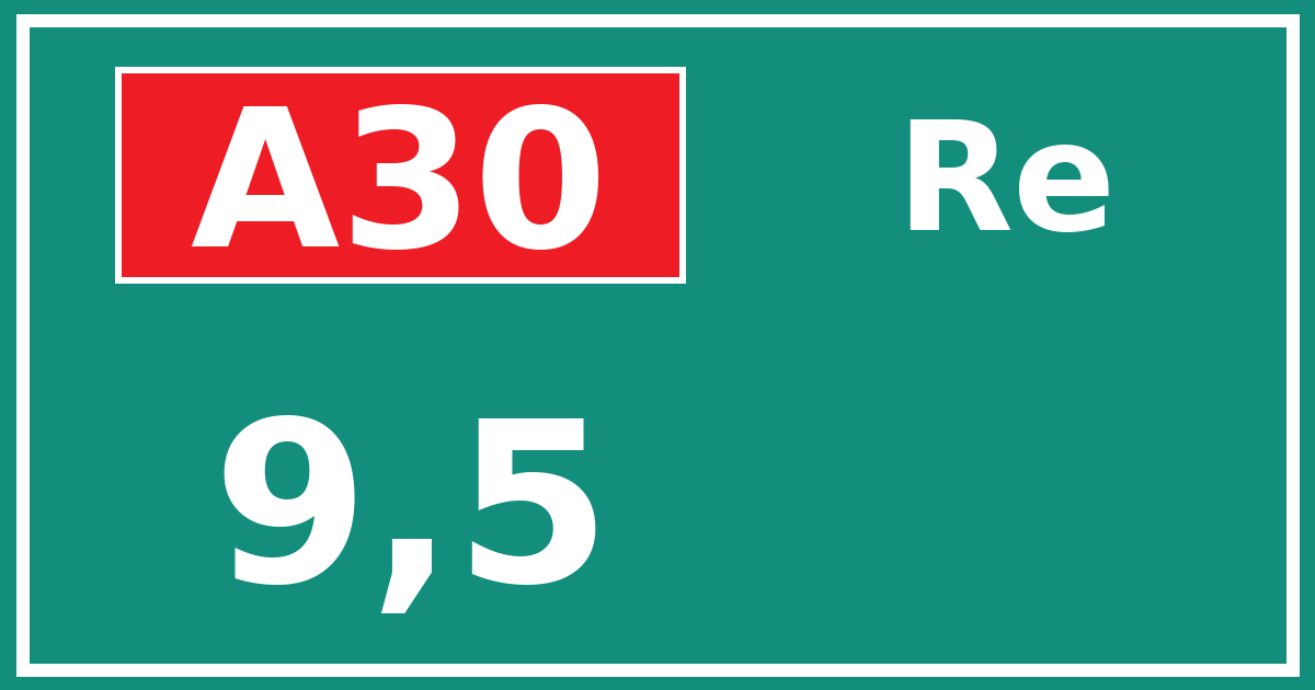 Hectometerbord A30 9,5 zijde Re