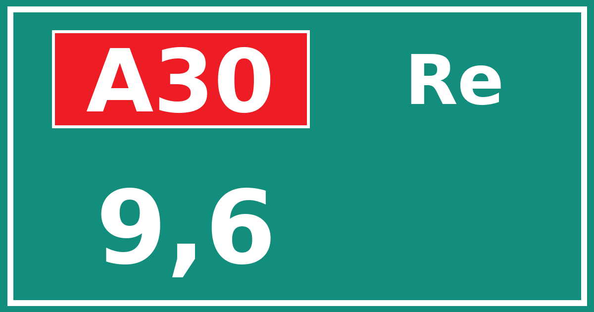 Hectometerbord A30 9,6 zijde Re