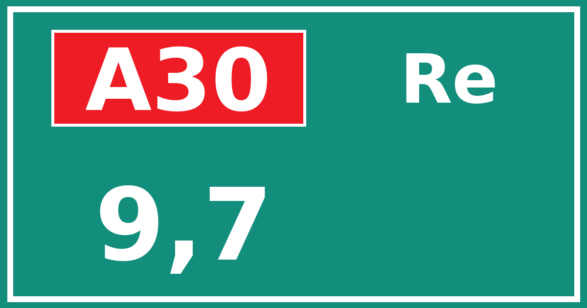 Hectometerbord A30 9,7 zijde Re