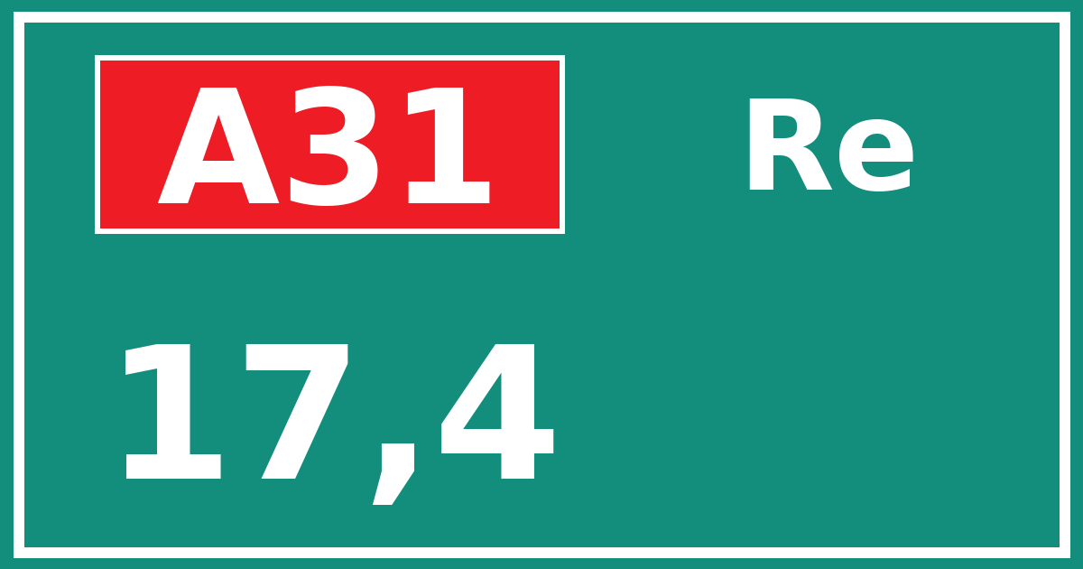 Hectometerbord A31 17,4 zijde Re
