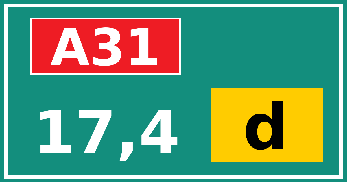 Hectometerbord A31 17,4 letter d