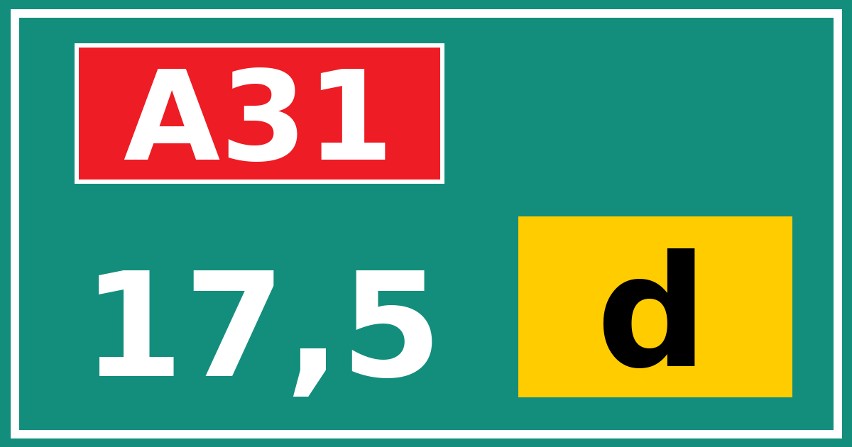 Hectometerbord A31 17,5 letter d