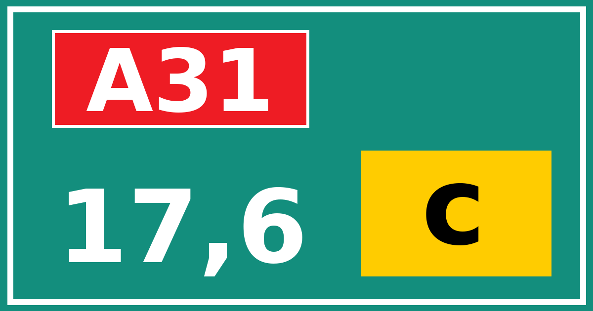 Hectometerbord A31 17,6 letter c