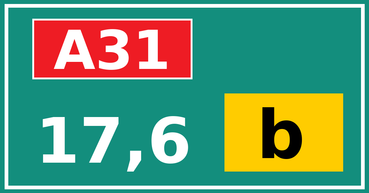 Hectometerbord A31 17,6 letter b
