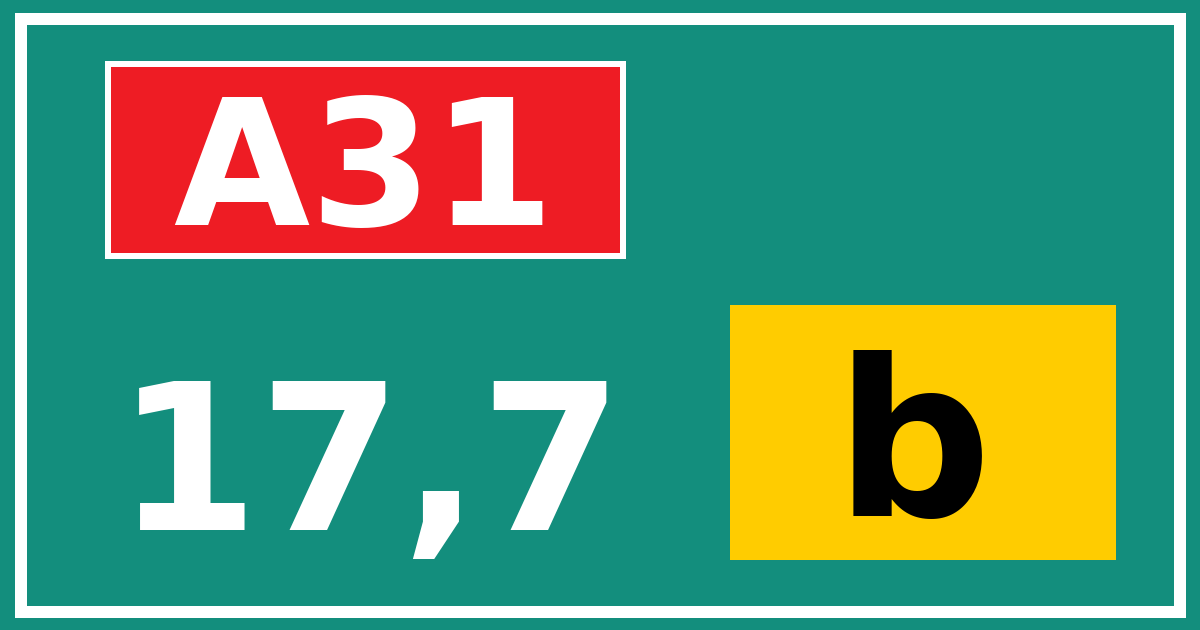 Hectometerbord A31 17,7 letter b