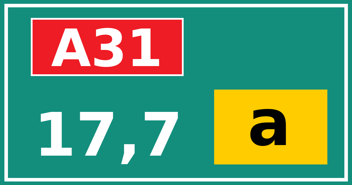 Hectometerbord A31 17,7 letter a