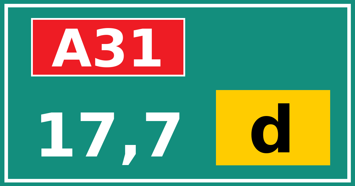 Hectometerbord A31 17,7 letter d