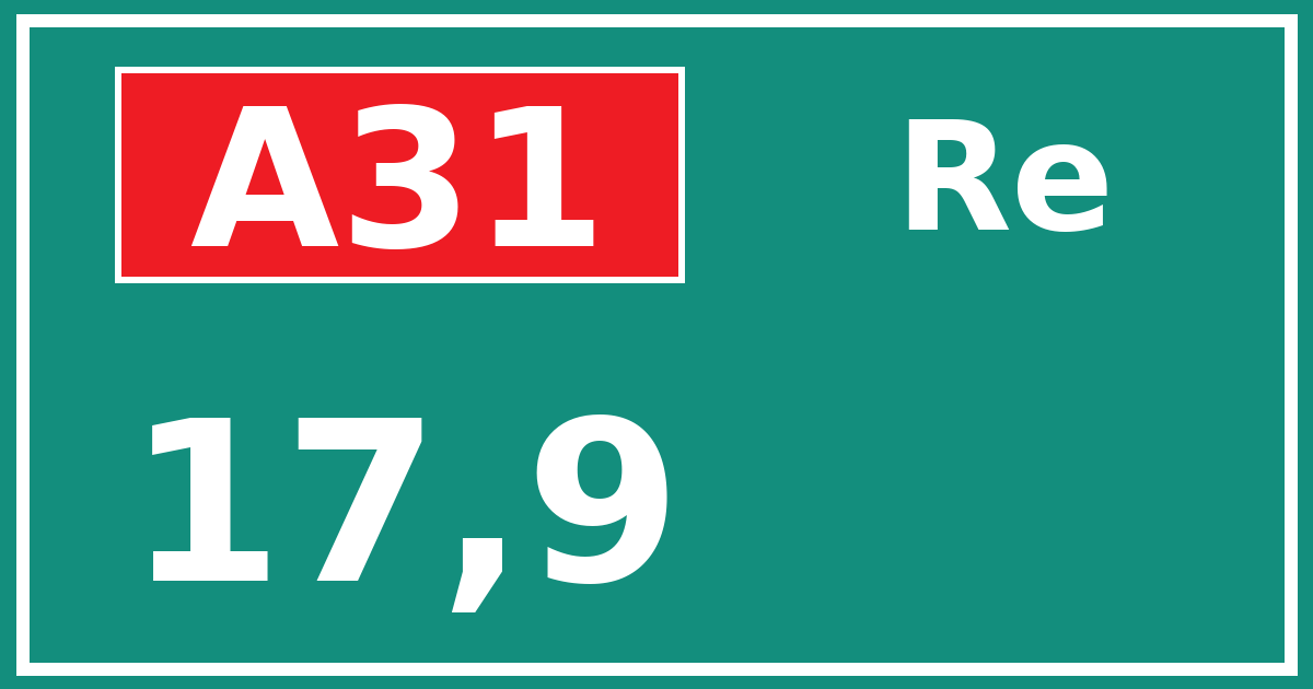 Hectometerbord A31 17,9 zijde Re