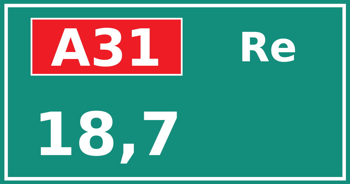 Hectometerbord A31 18,7 zijde Re