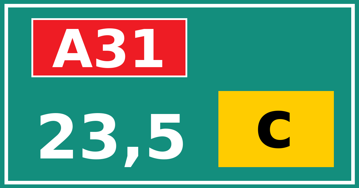 Hectometerbord A31 23,5 letter c