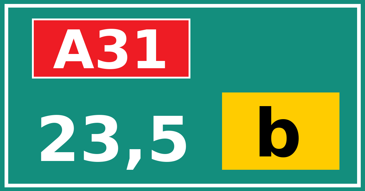 Hectometerbord A31 23,5 letter b
