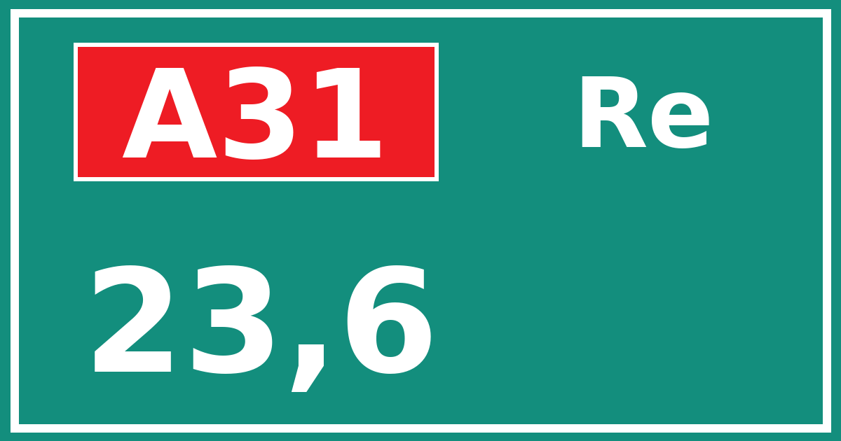Hectometerbord A31 23,6 zijde Re