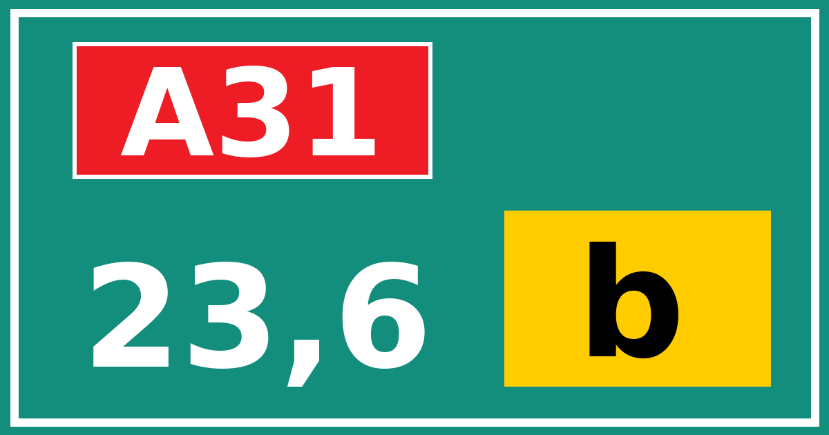 Hectometerbord A31 23,6 letter b