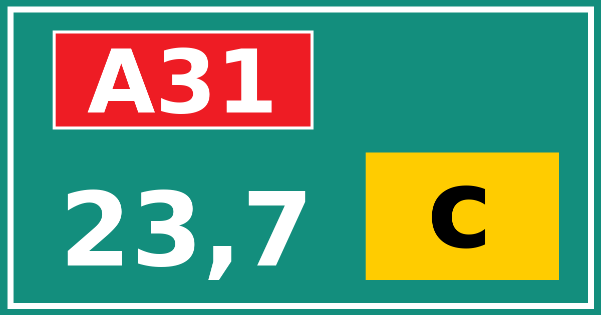 Hectometerbord A31 23,7 letter c