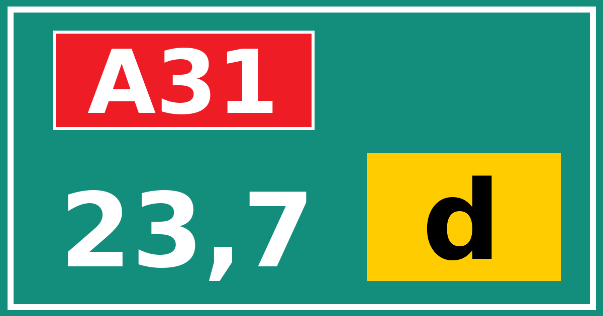 Hectometerbord A31 23,7 letter d