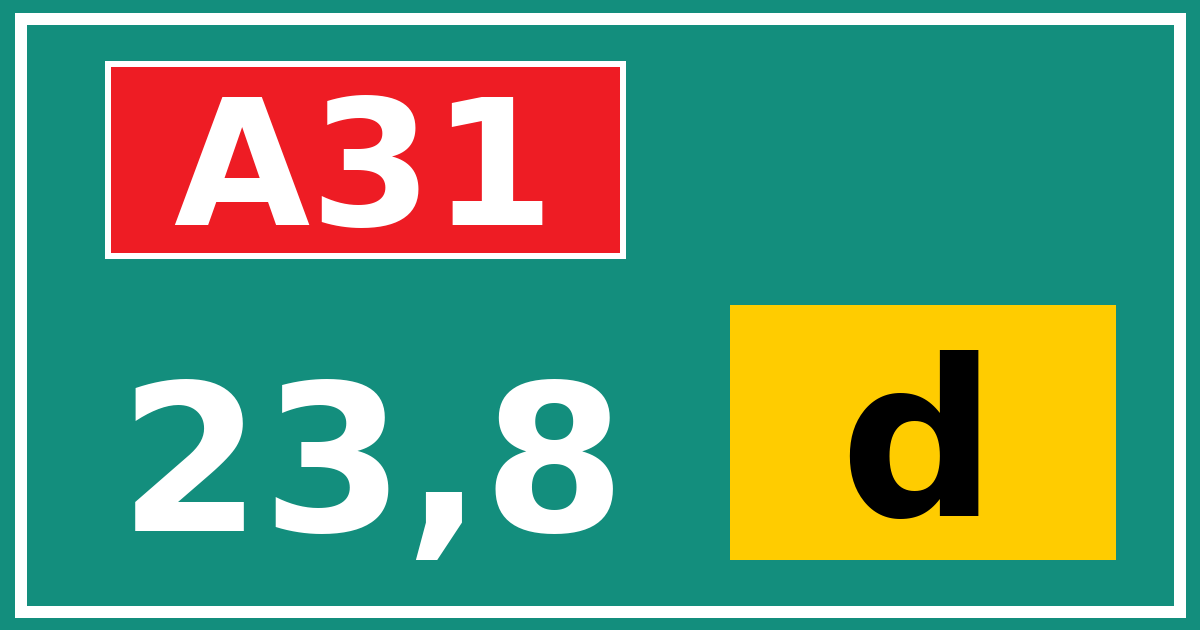 Hectometerbord A31 23,8 letter d