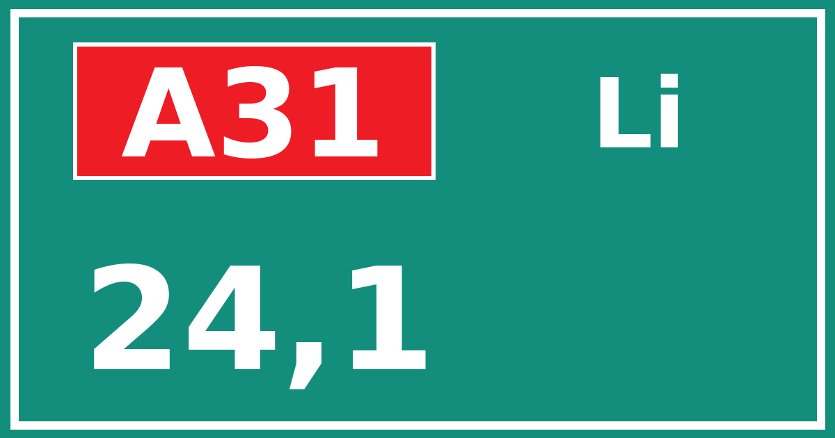 Hectometerbord A31 24,1 zijde Li